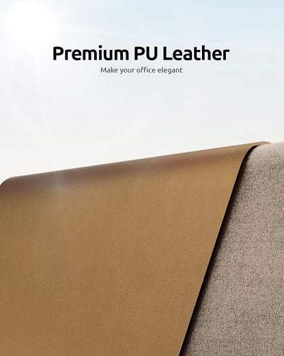 YSAGi Leather Desk Protector, Office Mat, Large Mouse Mat, Non-Slip PU Leather Blotter, Laptop Desk, Waterproof Writing Pad for Office and Home (Bronze, 35.4" x 17")