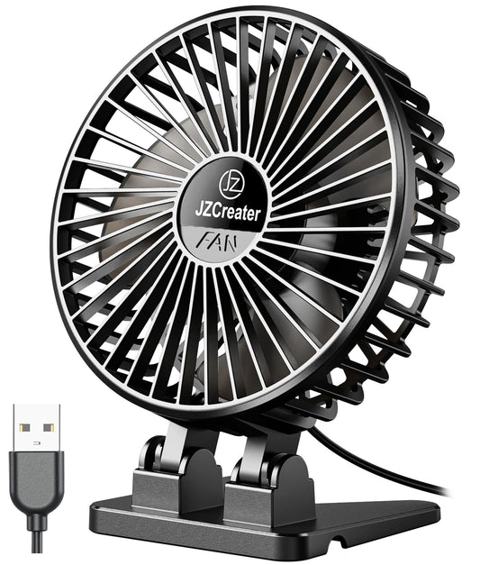 JZCreater USB Desk Fan, Portable Mini Fan, 3 Speeds Desktop Table Cooling, Plug in Power, Rotation Strong Wind, Quiet Personal Small Fan for Home Desktop Office Travel Bedroom, Pink