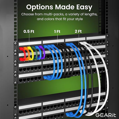 GEARit Cat 6 Ethernet Patch Cable 5 ft Yellow (20 Pack) Cat6 Patch Cables 5ft Yellow/Ethernet Patch Cable, 10Gbps 550MHz 24AWG Pure Copper, Snagless, Gold Plated RJ45 for Router, Server, Router, PC
