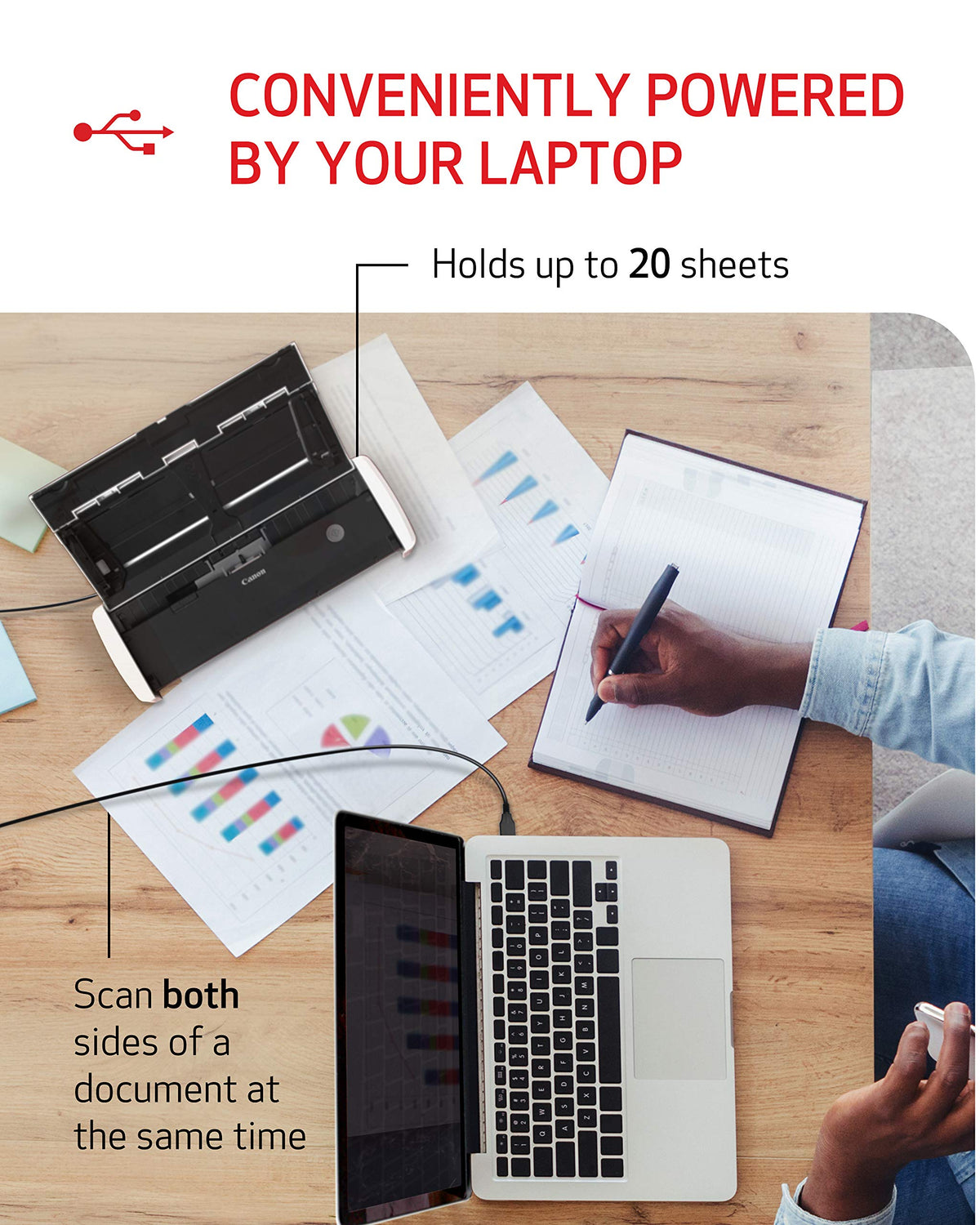 Canon imageFORMULA R10 - Portable Document Scanner, USB Powered, Duplex Scanning, Document Feeder, Easy Setup, Convenient, Perfect for Mobile Users, White