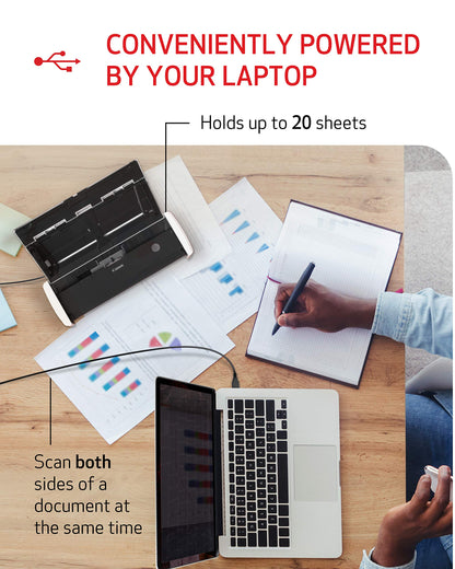 Canon imageFORMULA R10 - Portable Document Scanner, USB Powered, Duplex Scanning, Document Feeder, Easy Setup, Convenient, Perfect for Mobile Users, White