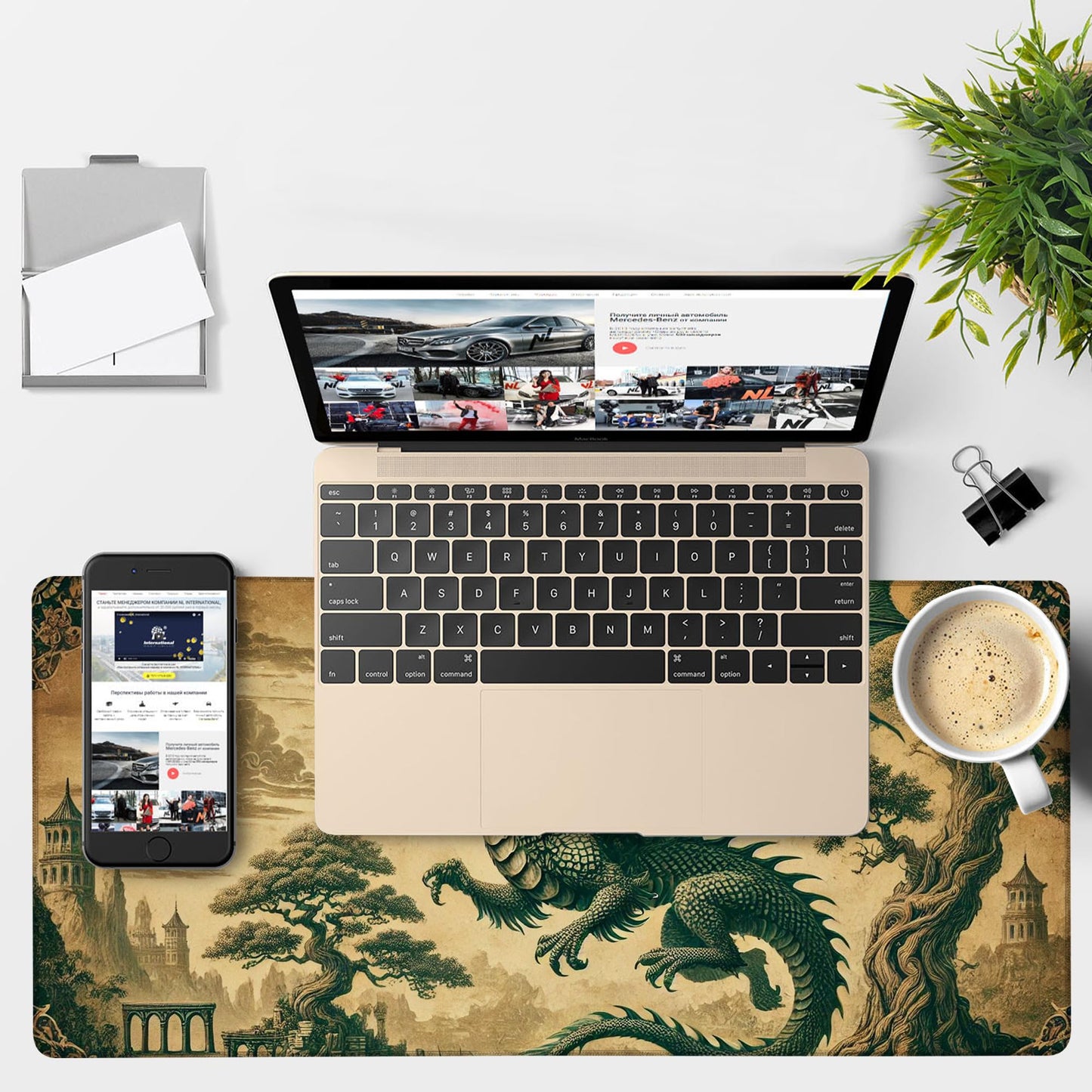 NITAHHHY Vintage-Style Dragon Gaming Mouse Pad 3mm Thick Stitched Edge Waterproof Non-Slip Large Computer Keyboard Mouse Mat,Suitable for Office Entertainment Decorative Desk Pad 35.4 x 15.7 Inches