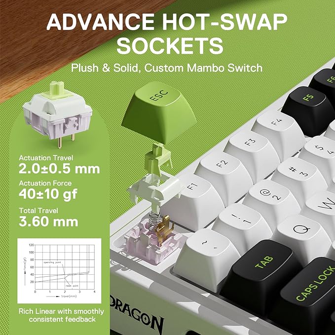 Redragon K686 PRO 98 Keys Wireless Gasket RGB Gaming Keyboard, 3-Mode PBT Mechanical Keyboard w/Hot-Swap Socket, Dedicated Knob Control & 5-Layer Noise Dampening, Custom Linear Switch