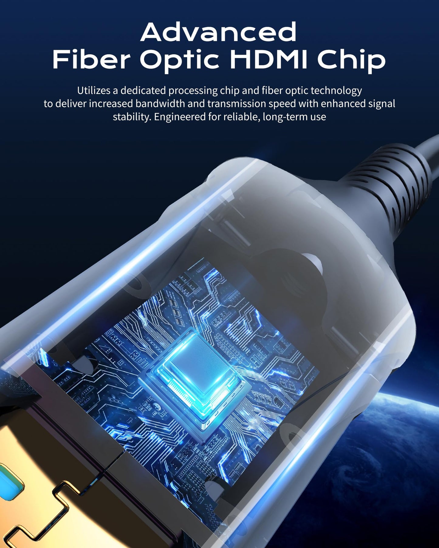 Cratree 8K Long Fiber Optic HDMI Cable 75FT/22M - 48Gbps High-Speed HDMI Cord,8K 60Hz,4K120Hz,HDCP 2.2&2.3, HDR10 - Compatible with HDTV,Monitor,Projector