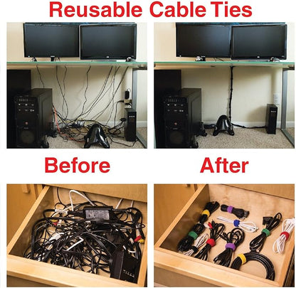 Heaviest Cable Organizer on The Market! Compact and Weighted Desktop Cord Holder and Cable Organizer, Eco-Friendly Silicone, No Bad Smell, Bundled with 4 Reusable Cable Ties! (Green)
