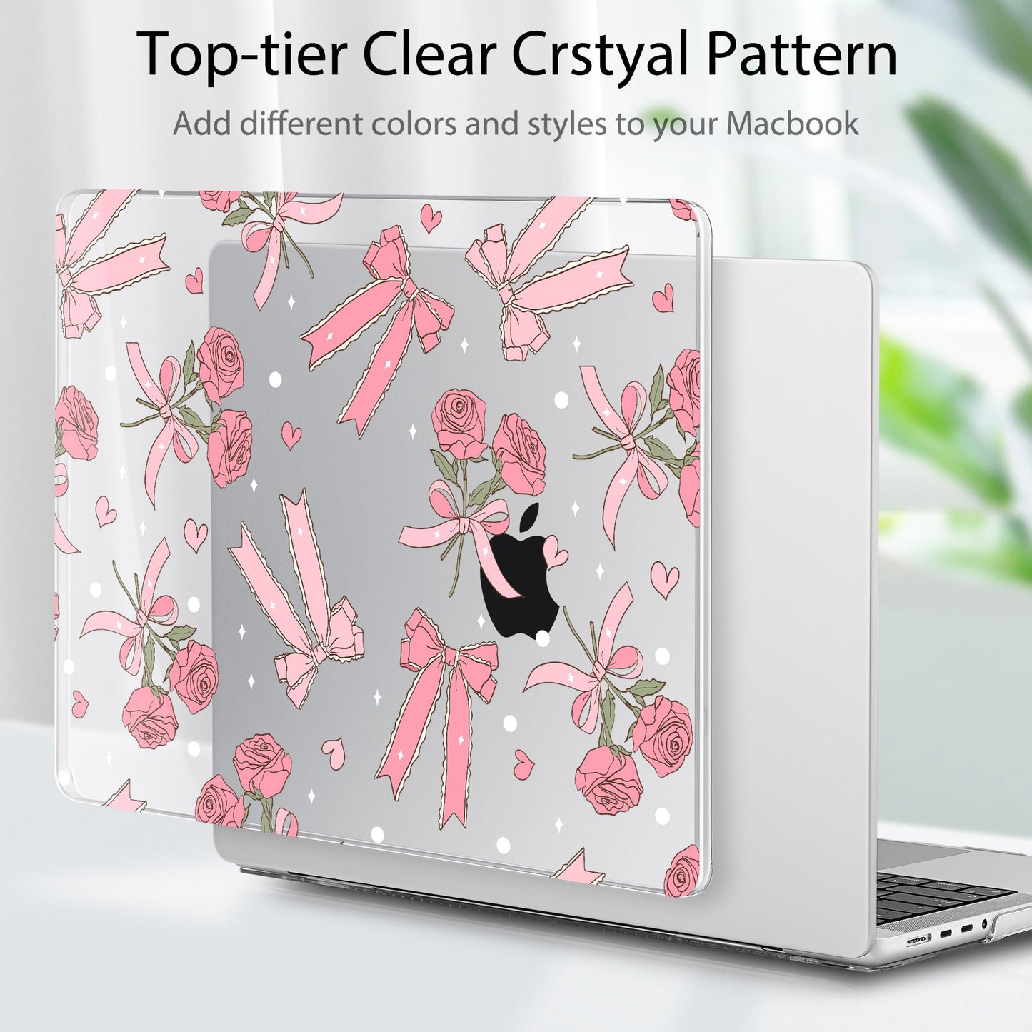 Tuiklol for MacBook Pro 14 Inch Case 2026 2025 2024 2023 2022 2021 Release M5/M4/M3/M2/M1 A2442 Pro/Max,Hard Shell Case with Screen Protector for Touch ID, Bow & Rose-White