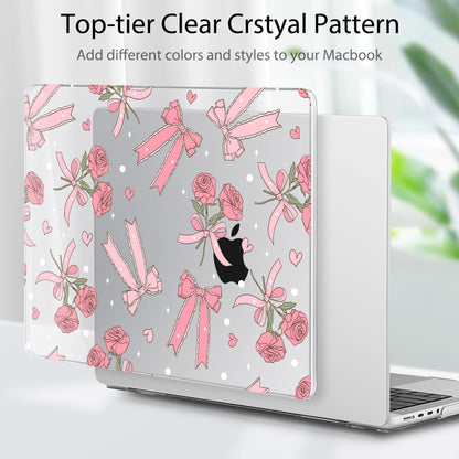 Tuiklol for MacBook Pro 14 Inch Case 2026 2025 2024 2023 2022 2021 Release M5/M4/M3/M2/M1 A2442 Pro/Max,Hard Shell Case with Screen Protector for Touch ID, Bow & Rose-White