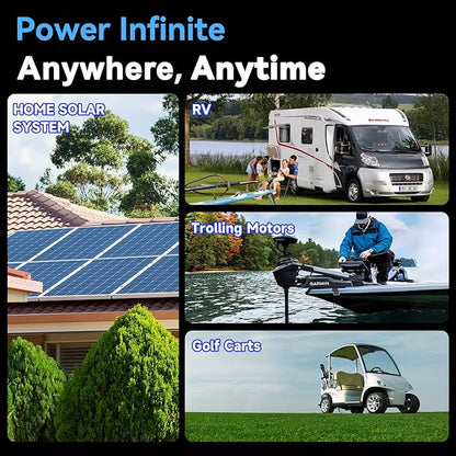 12V 100Ah LiFePO4 Lithium Battery - BCI Group 24, 15000 Cycles, Built-in 100A BMS, Low-Temperature Protection - Ideal for RVs, Golf Cart, Home Energy Storage, Boats and Marine Applications