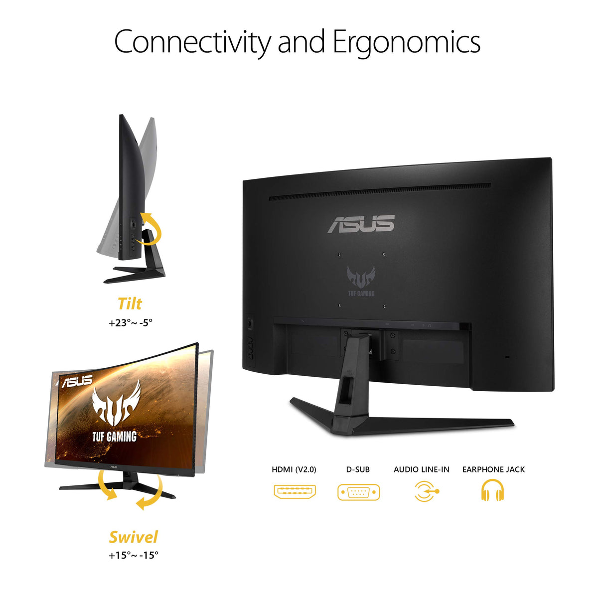 ASUS TUF Gaming VG328H1B 32” Curved Monitor, 1080P Full HD, 165Hz (Supports 144Hz), Extreme Low Motion Blur, Adaptive-sync, FreeSync Premium, 1ms, Eye Care, HDMI D-Sub