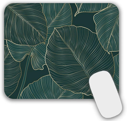 Mouse Pad, Gaming Mouse Pad, Non-Slip Rubber Base Mouse Mat with Designs for Laptop, Computer & Office, 9.5 x 7.9 x 0.12 inches (Leaf)