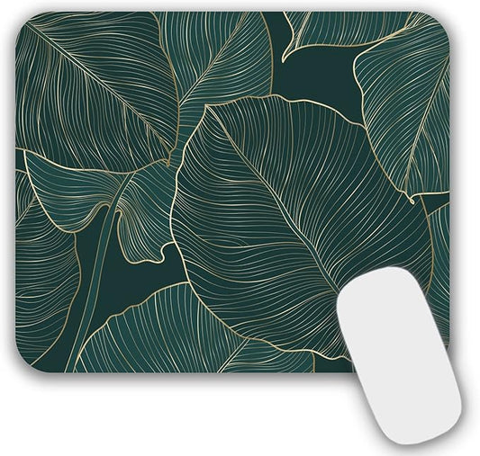 Mouse Pad, Gaming Mouse Pad, Non-Slip Rubber Base Mouse Mat with Designs for Laptop, Computer & Office, 9.5 x 7.9 x 0.12 inches (Leaf)