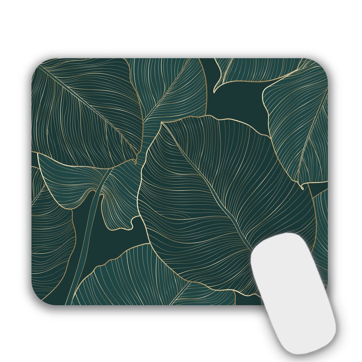 Mouse Pad, Gaming Mouse Pad, Non-Slip Rubber Base Mouse Mat with Designs for Laptop, Computer & Office, 9.5 x 7.9 x 0.12 inches (Leaf)