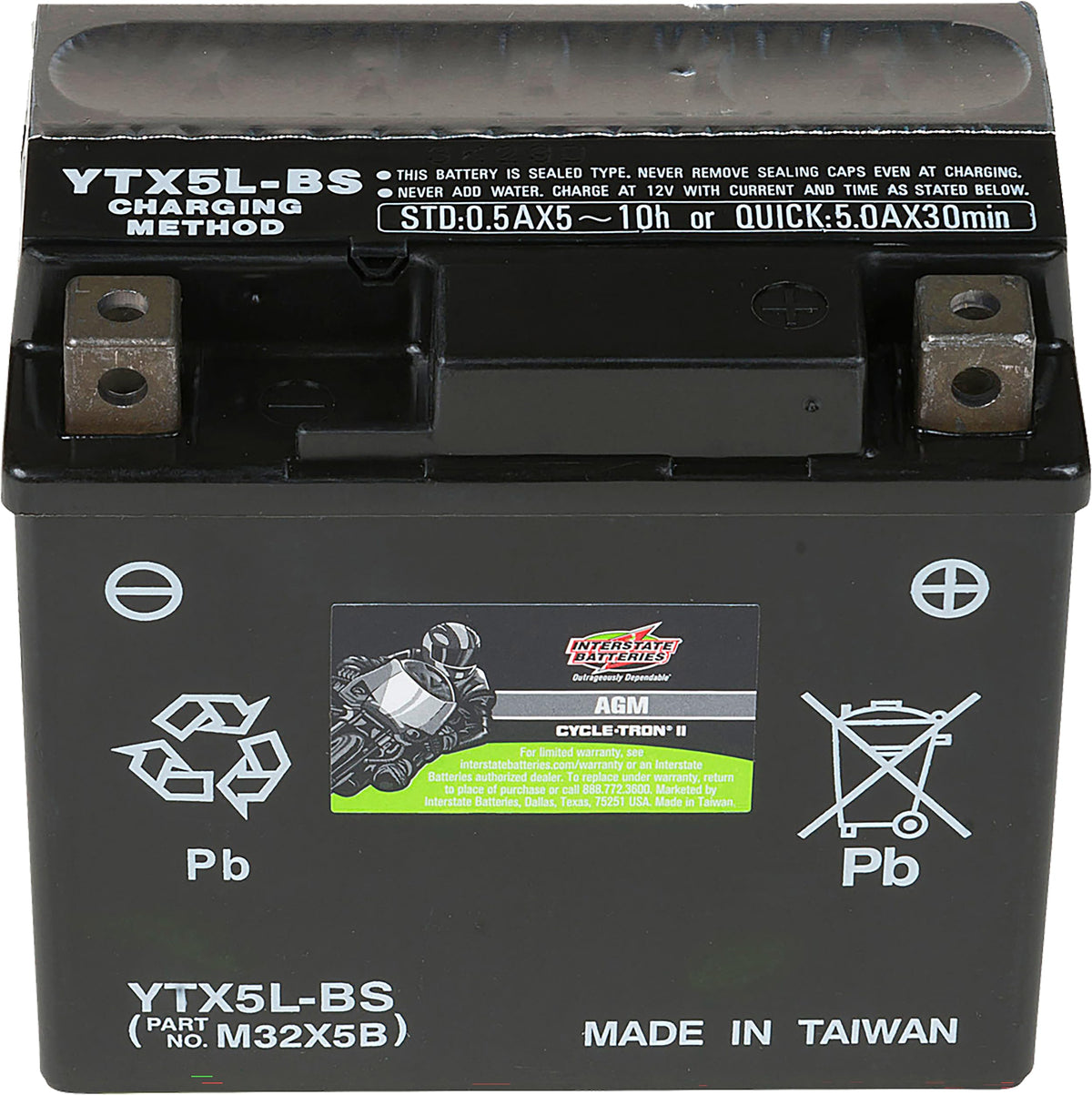 Interstate Batteries YTX14AH-BS Powersports Battery 12V 12Ah 210CCA AGM