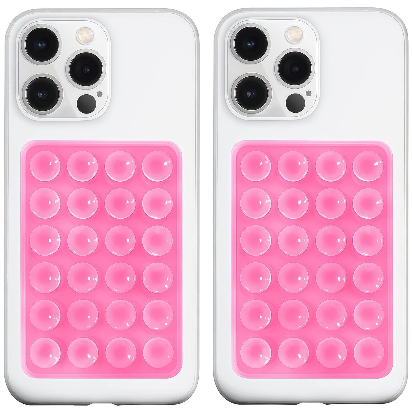 LvShuLiangPin Anteel 2 Pack Silicone Suction Phone Case Mount, Silicon Adhesive Phone Grip for Smartphones, Hands-Free Mirror Shower Phone Holder for Selfies, Tiktok Videos (Pink)