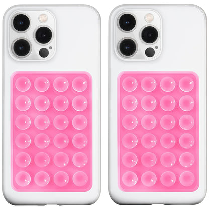 LvShuLiangPin Anteel 2 Pack Silicone Suction Phone Case Mount, Silicon Adhesive Phone Grip for Smartphones, Hands-Free Mirror Shower Phone Holder for Selfies, Tiktok Videos (Pink)