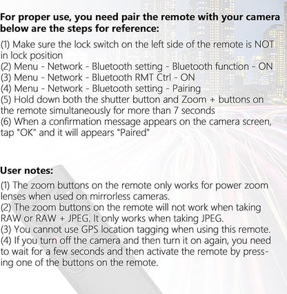 AODELAN Camera Remote Control Remote Shutter Commander for Sony ZV-E10,FX3,A1,a6100, a6400, a6600, a7C, a7 III, a7R III, a7R IV, a9, a9 II, DSC-RX0 II, DSC-RX100 VII, ZV-1; Replace Sony RMT-P1BT