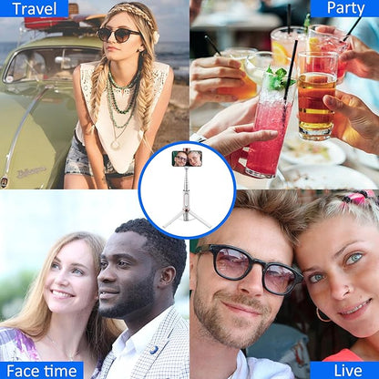 CellphoneTripod with Remote, Aluminum Alloy Selfie Stick Tripod, Best Foldable Mini Extendable Tripod Stand 270° Rotation Compatible with iPhone/Android Travel Essentials