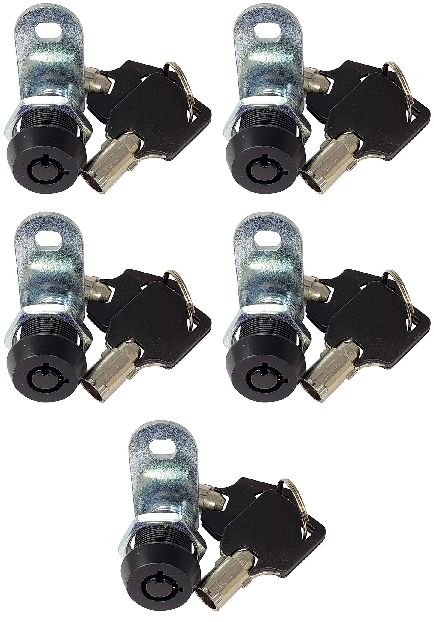 5/8" Tubular Cam Lock (5 Pack-90° Black) RV, Toolbox, Cabinet Replacement