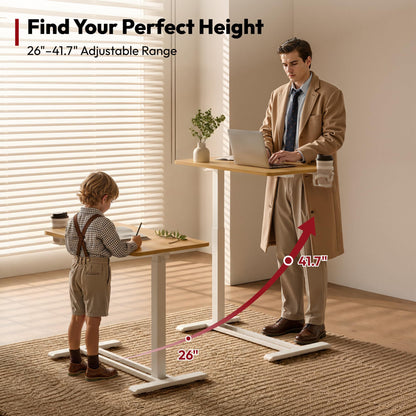 SANODESK 32''Pneumatic Adjustable Overbed Bedside Table with Hidden Casters