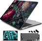 Batianda Premium Case for New MacBook Air 15 inch 2025 2024 2023 with M4 M3 M2 Chip, Designed Black Protective Plastic Hardshell & Keyboard Cover & Screen Protector, Vintage Flower