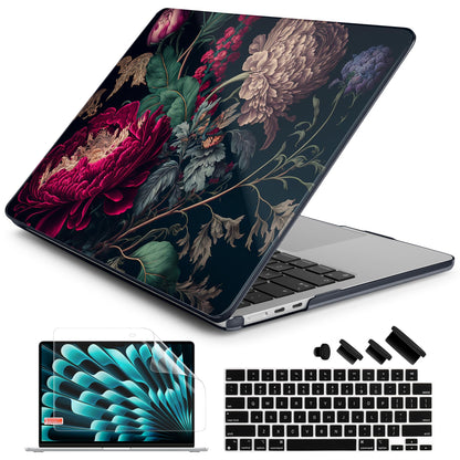 Batianda Case for MacBook Air 15" with M5 M4 M3 M2 Chip, Vintage Dark Peony