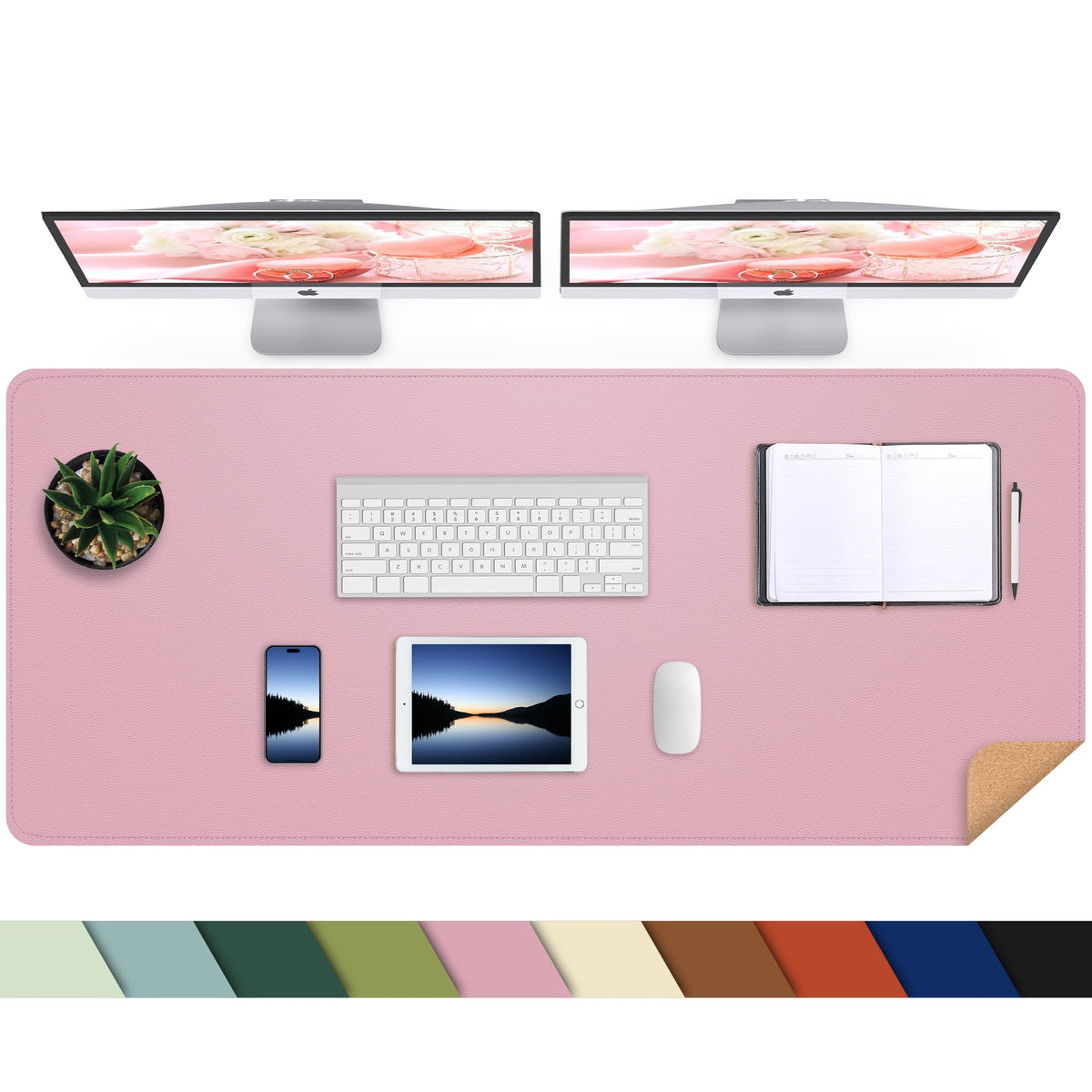 AFIING Leahter Desk Pad 47" x 17", Red,Desk Cover mat