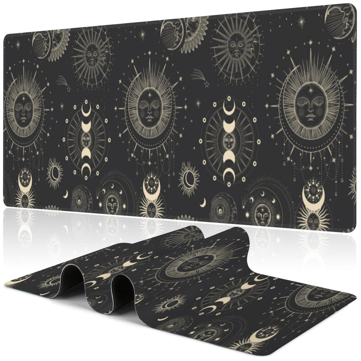 Purple Groovy Flowers Desk Mat,Large Vintage Floral Gaming Keyboard Mouse Pad,Non-Slip Rubber Base Desk Pad Thick Stitched Edges Waterproof Mousepad Mouse Mat 31.5"x11.8"