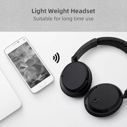Wireless Bluetooth Headphone Over Ear, Bluetooth Transmitter for TV,PC,3.5mm Audio Device, Wired and Wireless Headset (Black)