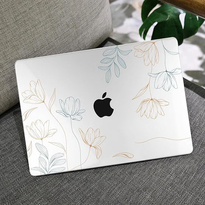MEEgoodo for M4/M3/M2 MacBook Air 15.3 inch Case 2025 2024 2023, Case Fit Model (A3241/A3114/A2941) for MacBook Air 15 inch, Laptop Hard Shell with Keyboard Cover, Engraving Floral