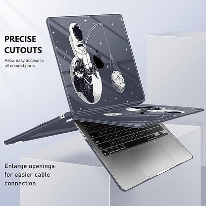 Case for MacBook Air 15 Inch 2025 2024 2023 Release M4 A3241 M3 A3114 M2 A2941, Hard Shell with Screen Protector & Keyboard Cover, Compatible with Touch ID - Astronaut Enjoy