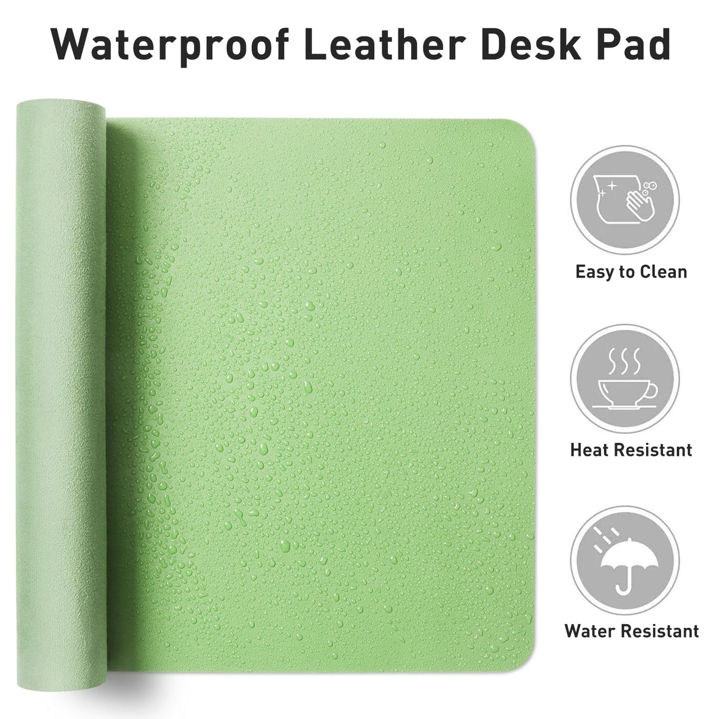 Aothia Leather Desk Pad Protector, Office Desk Mat, Large Mouse Pad, Non-Slip PU Leather Desk Blotter, Laptop Desk Pad, Waterproof Desk Writing Pad for Office and Home (48"x17", Foam Green)