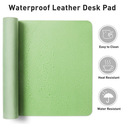 Aothia Leather Desk Pad Protector, Office Desk Mat, Large Mouse Pad, Non-Slip PU Leather Desk Blotter, Laptop Desk Pad, Waterproof Desk Writing Pad for Office and Home (48"x17", Foam Green)