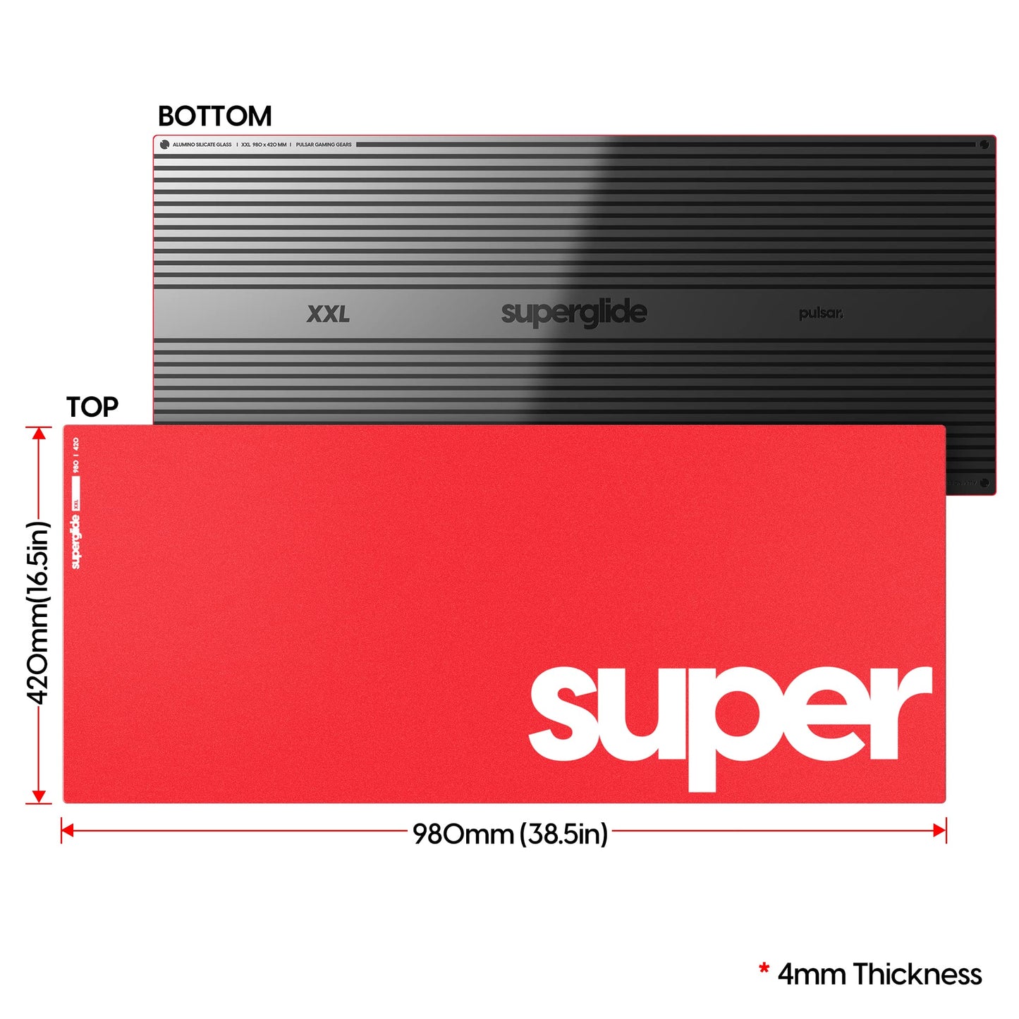 Pulsar Gaming Gears Superglide Pad v1 Glass Mouse Pad, XXL, Red