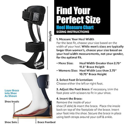 Brace On AFO S-Type - Drop Foot Stabilizer Brace, Moldable, Trimmable, Lightweight Polyethylene, Braces for Men, AFO Brace and Foot Drop Braces, Boot for Injured Foot, Men, Right