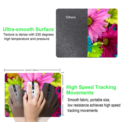 SHALYSONG Watercolor Flower Mouse Pad, 9.5"x7.9" Non-Slip Laptop Mousepad