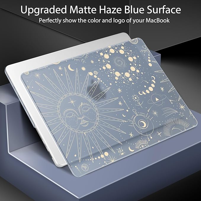 for MacBook Pro 16 inch Case 2021 2022 2023 2024 Release A3186 A3403 M4 A2991 M3 A2780 M2 A2485 M1 Pro/Max, Hard Shell Case with Screen Protector & Keyboard Cover, Engraving Moon