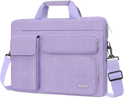 MOSISO Laptop Shoulder Bag, Computer Bag with 2 Raised&1 Flapover&1 Horizontal Pocket&Handle&Belt