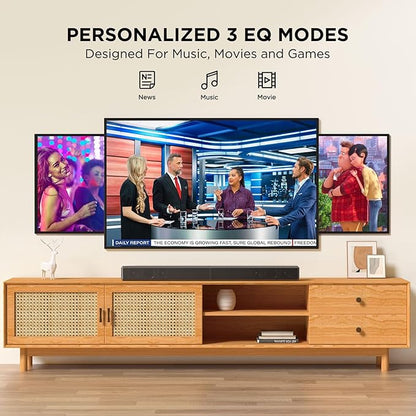 2.2ch 100W Sound Bar for Smart TV, 2-in-1 Detachable Bluetooth 5.3 Speaker with 3 EQ Modes & Adjustable Bass - Home Theater Audio for Movies, Gaming, Music
