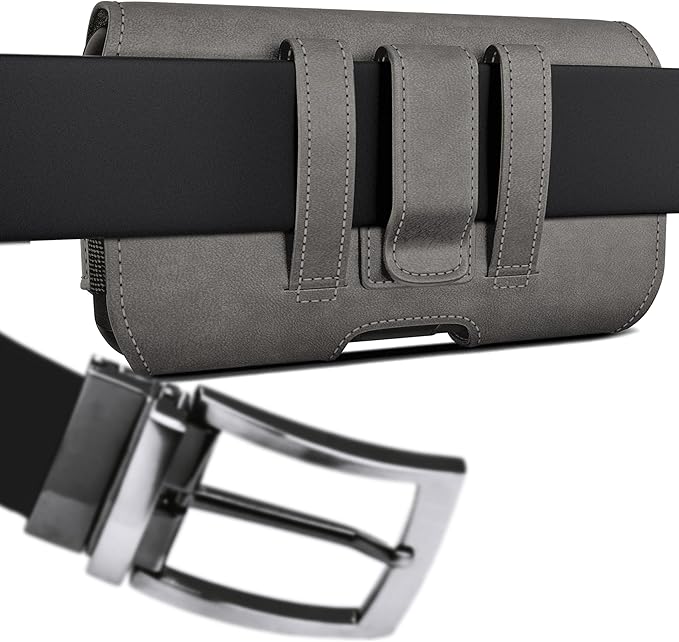 DeBin Case for Galaxy A15 A25 A35 A54 5G A53 A52 A51 A50 A20 Note 20 10+ Note 9 8 XCover Pro S24 FE S23 FE Cell Phone Belt Holder Holster Clip Pouch Cover (Fits Samsung with Otterbox Case) Pewter