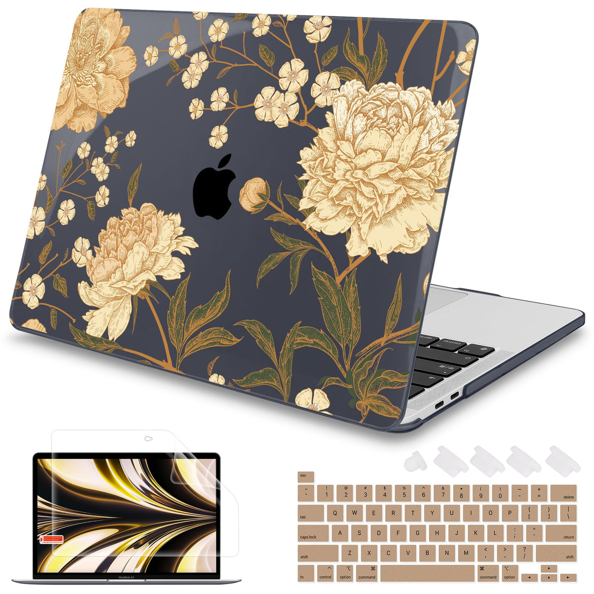 Mektron Designed Case for MacBook Pro 16 Inch A2141 Cover 2019 Release 16" with Liquid Retina Display/Touch ID, Plastic Hard Shell with Keyboard Skin & Screen Protector, Butterfly Flower C077