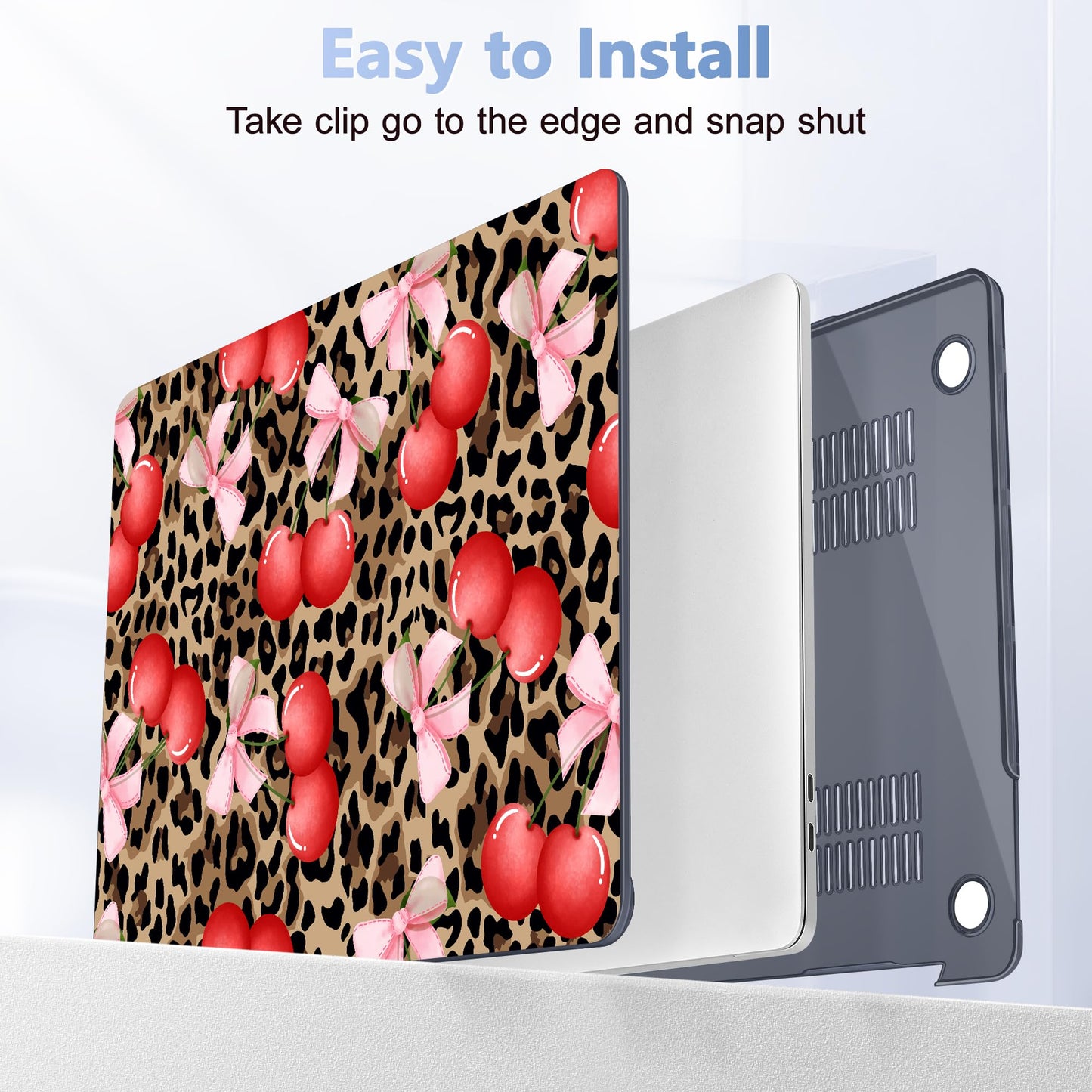 Lepeoac Case for MacBook Pro 13 inch Case M2 2022-2016 A2338 M1 A2251 A2289 A2159 A1989 A1708 A1706, Plastic Hard Shell + Keyboard Cover + Dust Plug, Leopard Cherry