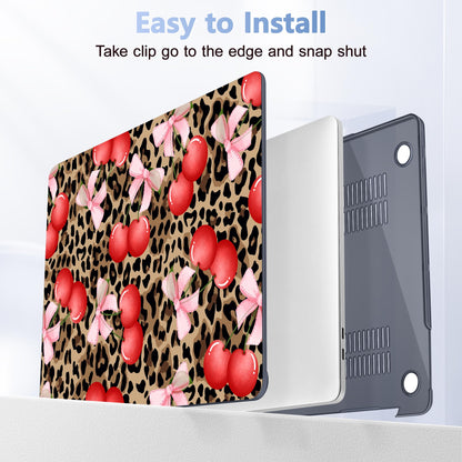 Lepeoac Case for MacBook Pro 13 inch Case M2 2022-2016 A2338 M1 A2251 A2289 A2159 A1989 A1708 A1706, Plastic Hard Shell + Keyboard Cover + Dust Plug, Leopard Cherry