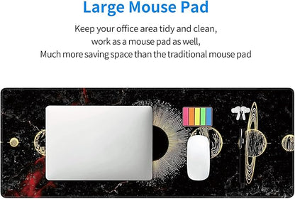 Galaxy Planet Large Mouse Pad,Gaming Keyboard Desk Pad,Extended Mouse Mat Non-Slip Rubber Base with Stitched Edges for Office Game Home XL 31.5"x11.8"