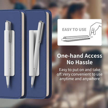 ELETIUO Pencil Holder For Most Pens,Pencils,Self-Adhesive Stick To Notebooks,Diary,Desks,Whiteboards Or Any Surface,Silicone Pen Holder For Home,Office And Desk Organization,White