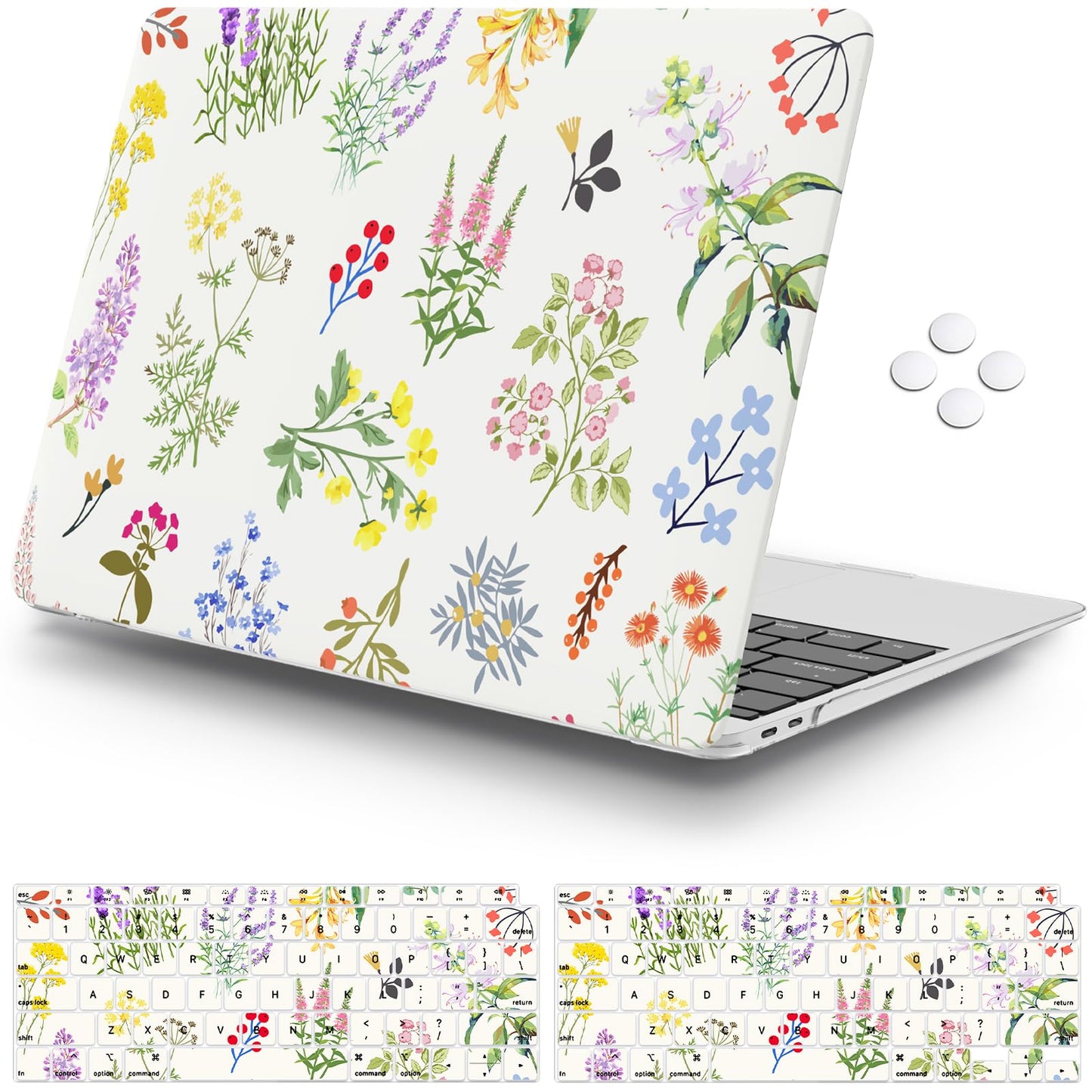 iCasso MacBook Air 13 Inch Case M1 2020 A2337 Elegant Floral White