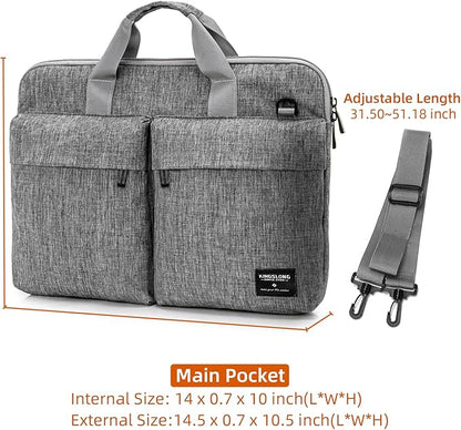 KINGSLONG 14 inch Laptop Bag with Shoulder Strap, Messenger Bag,Slim Computer Carrying Case Notebook Handbag for Men Women Fit for Acer Asus Lenovo HP Toshiba, Gray