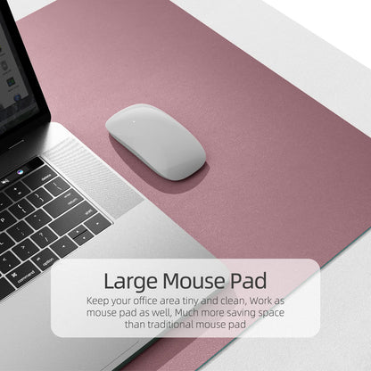 YSAGi Desk Mat, Dual-Sided Desk Pad, 31.5" x 15.7" Laptop Leather Desk Pad Protector, Desk Blotter for Keyboard and Mouse, Waterproof Desk Writing Pad for Office and Home (Dark Pink+Pink)