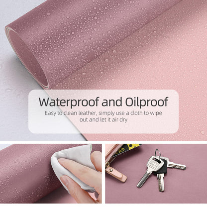 YSAGi Desk Mat, Dual-Sided Desk Pad, 31.5" x 15.7" Laptop Leather Desk Pad Protector, Desk Blotter for Keyboard and Mouse, Waterproof Desk Writing Pad for Office and Home (Dark Pink+Pink)