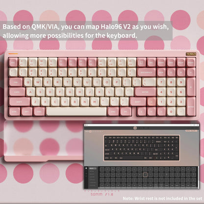 nuphy Halo96 V2 Wireless Keyboard,Gasket Structure,96% Hot Swappable Gaming Keyboard, 99 Kyes RGB Backlit Mechanical Keyboard, Support QMK/VIA,Bluetooth/USB-C/2.4GHz-Pink,Mint Switches (37gf).