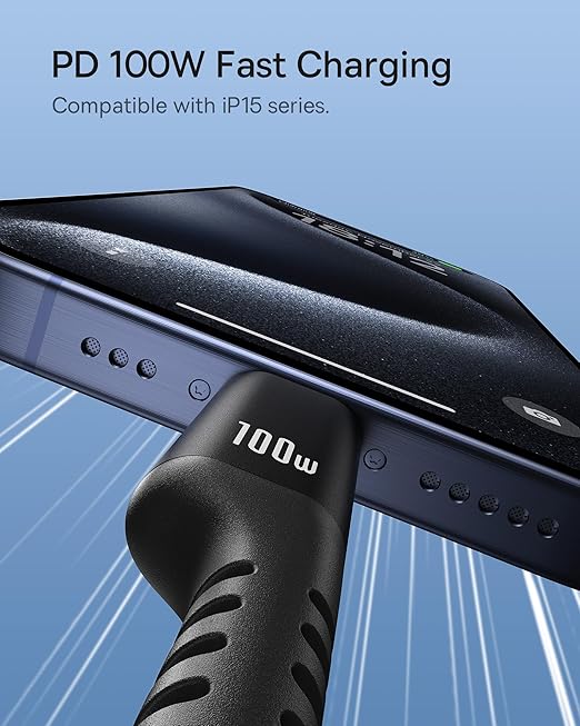 Baseus 100W 5A Fast Charging USB C Car Cable - Compatible with iPhone 17/Pro/Plus/Pro Max, Samsung Galaxy S23 S22 S21, Note 20 10 (3.3ft)